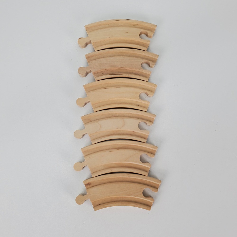 Unbranded‎ Wooden Train Track Curved Pieces 4 Inch Replacement Lot of 6